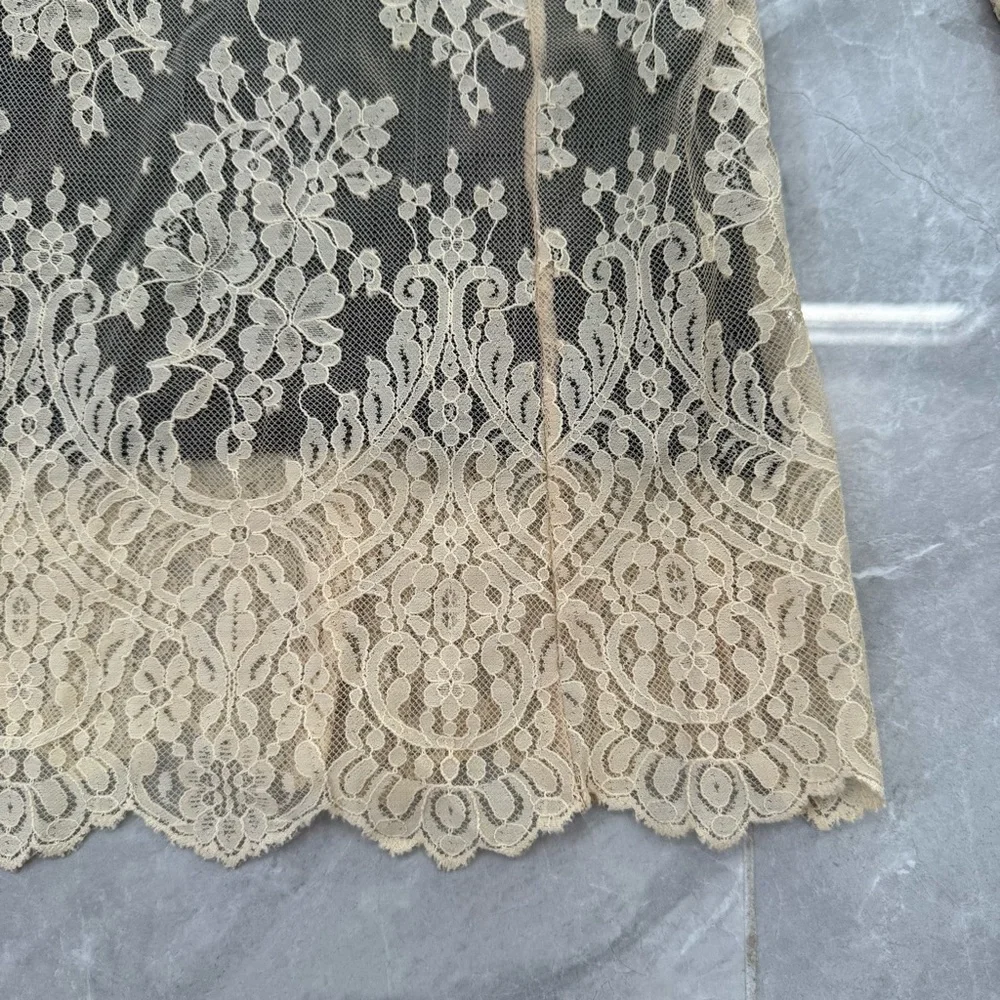 Women’s Free People Lace Open V Back Dress Long Sleeve Lined Boho Size Small - Picture 8 of 16